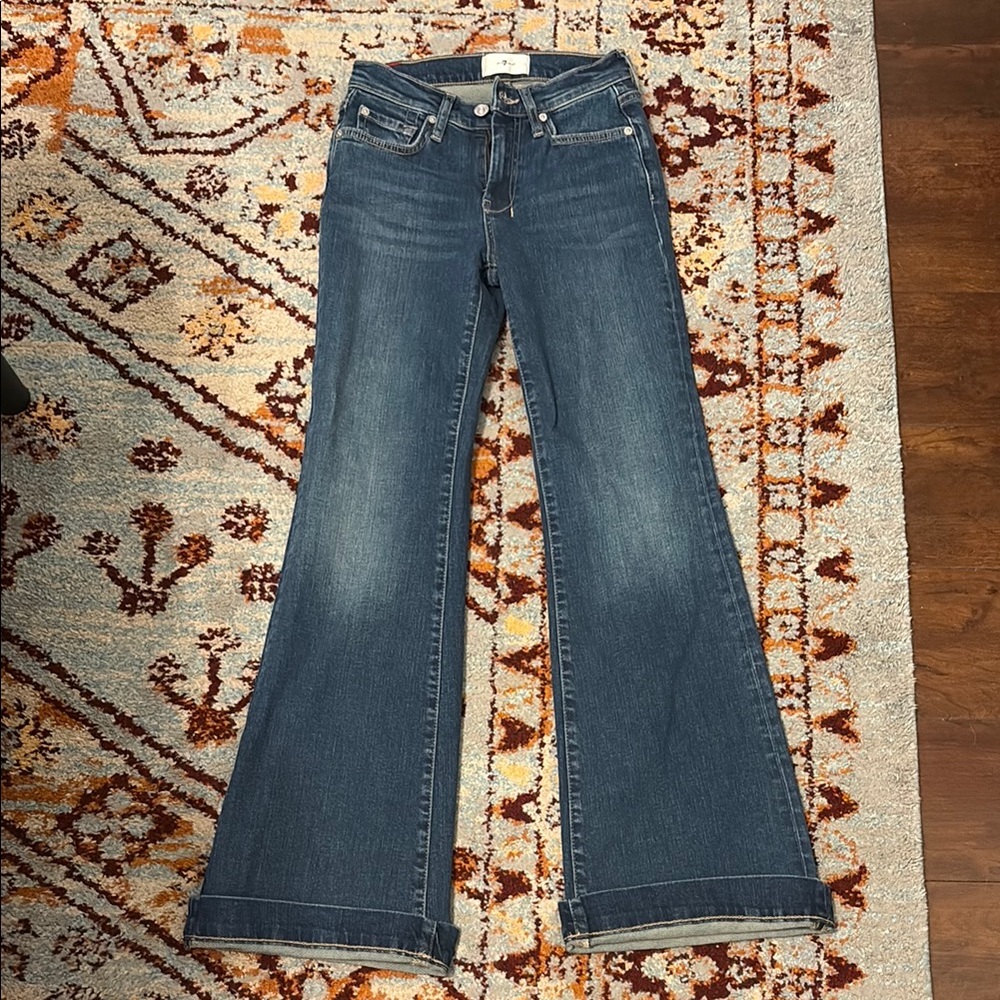 7 For All Mankind Blue Flare Wide Leg Jeans Tailorless Dojo Women’s Size 25